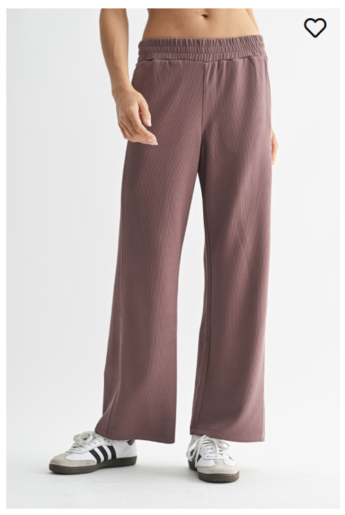 Luxe Sand Wash Rib Wide Leg Pants