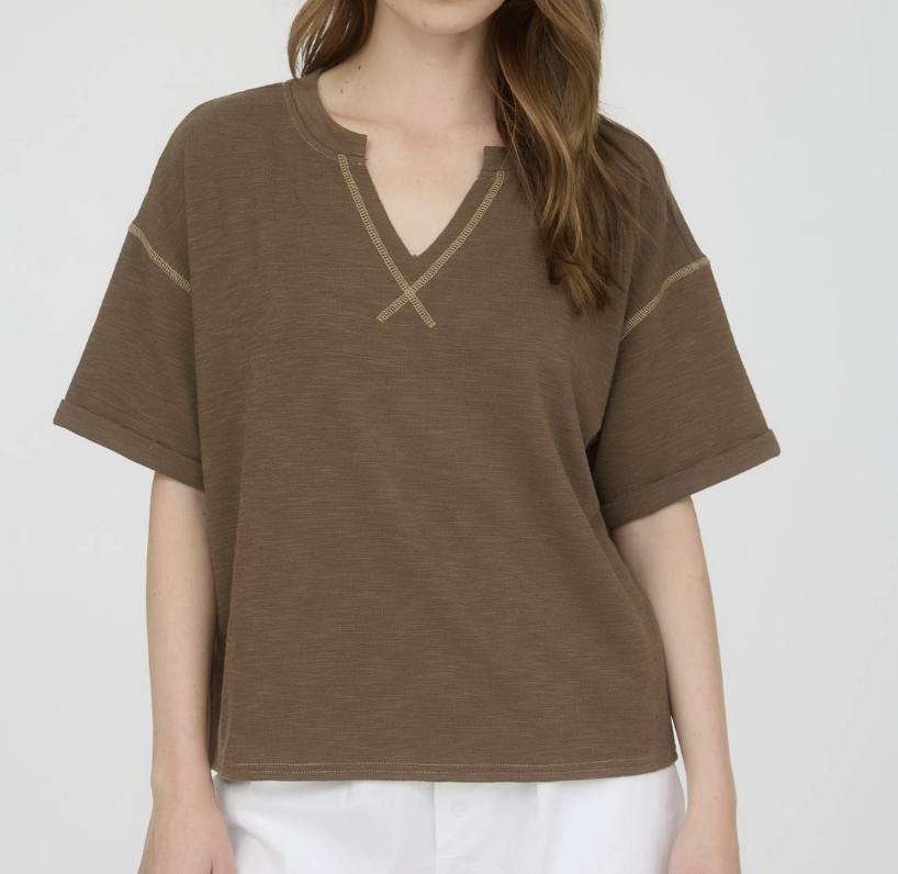 Drop Shoulder Cuff Sleeve Knit Top