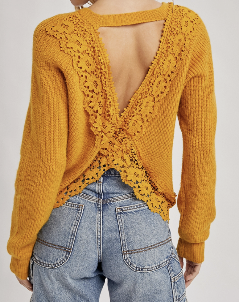 Crochet Lace Cross Back Pullover