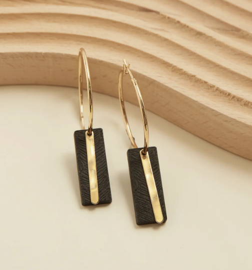 Wooden Bar Gold Hoop