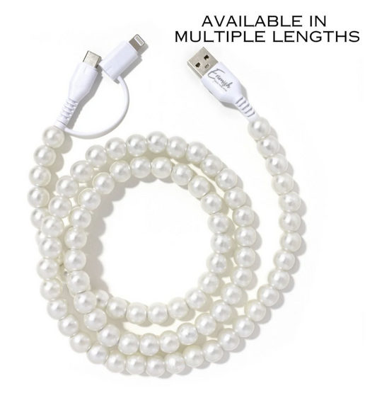 Beaded Phone Charger Pearl