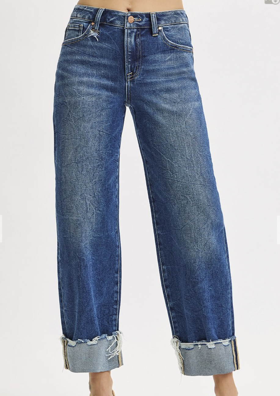 Crop Boyfriend Cuffed High Rise