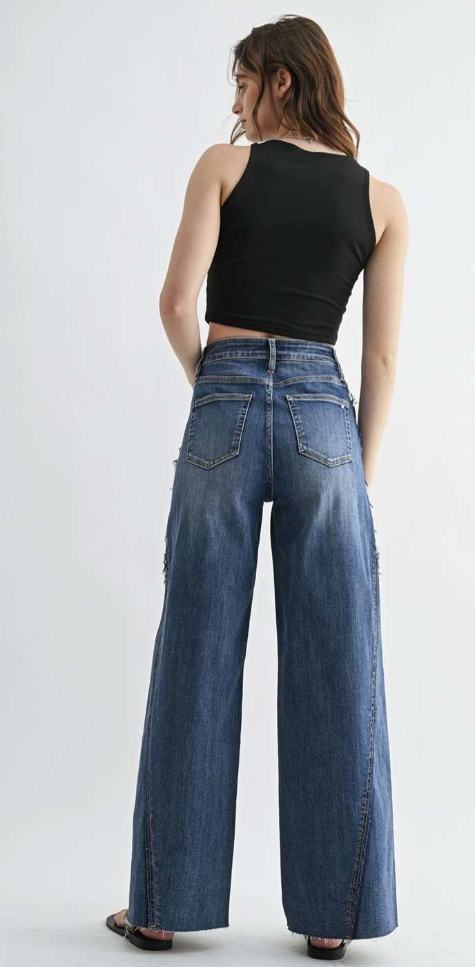 Seamed Panels High Rise Jeans