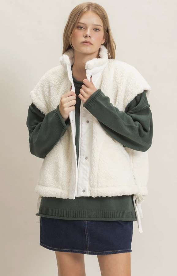 Sherpa Snap Closure Side Tie Vest