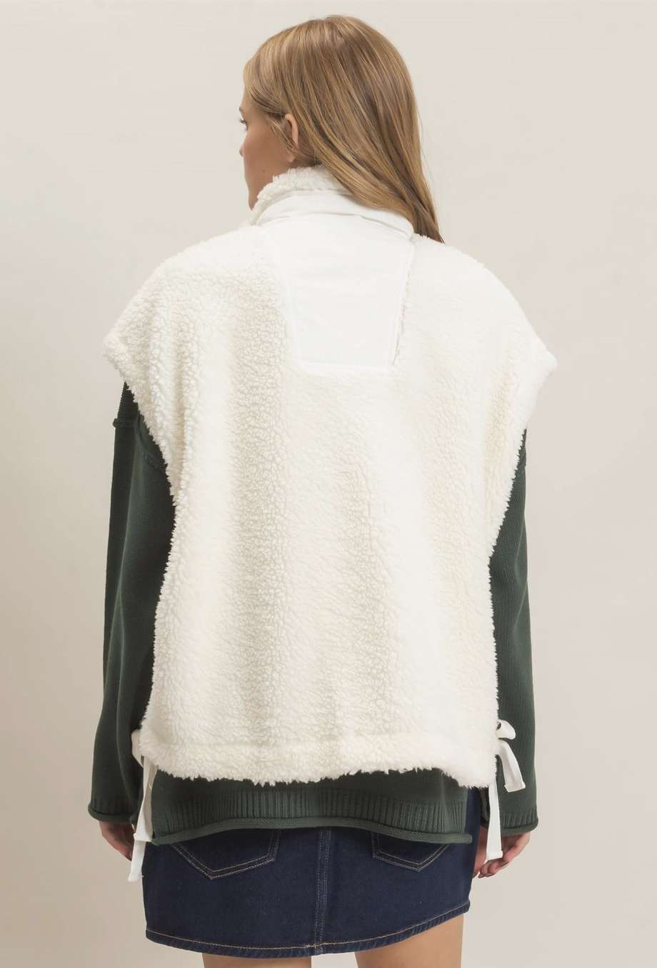 Sherpa Snap Closure Side Tie Vest
