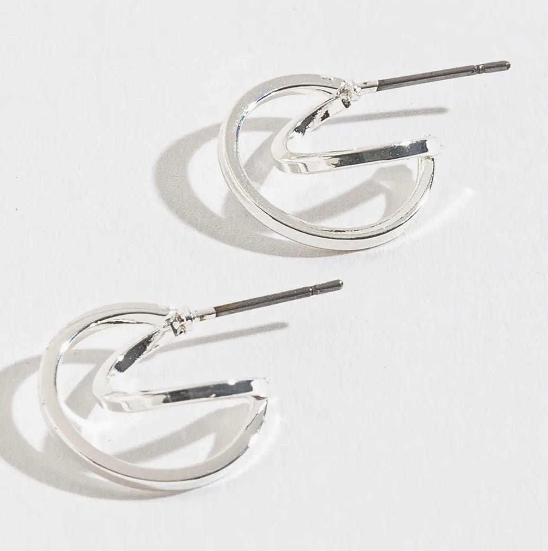 Silver Double Hoop Earrings
