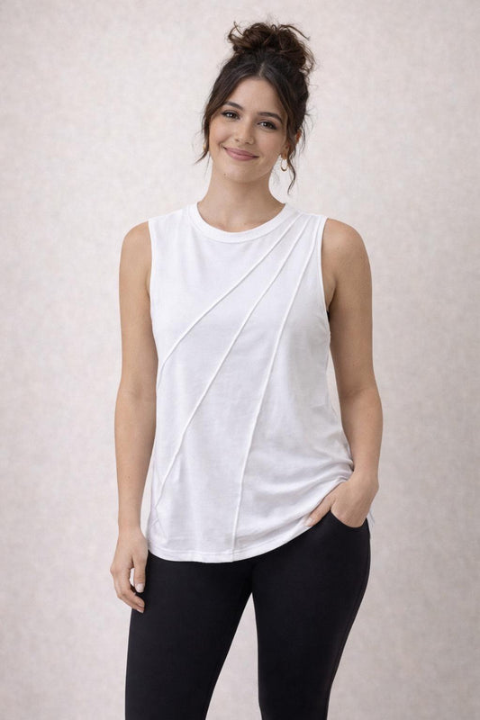 Sleeveless Diagonal Seam Top