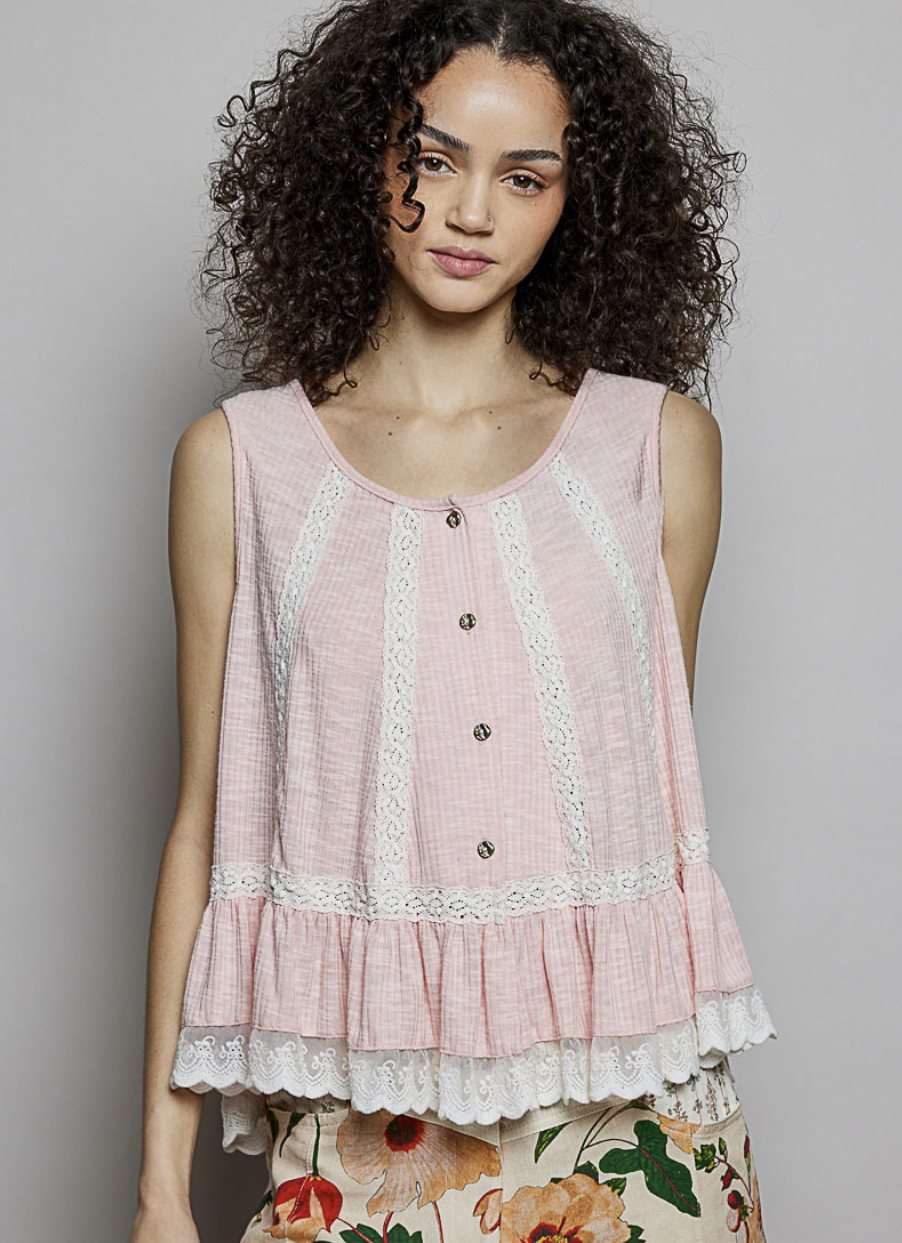 Soft Sleeveless Flowy Top w/ Buttons