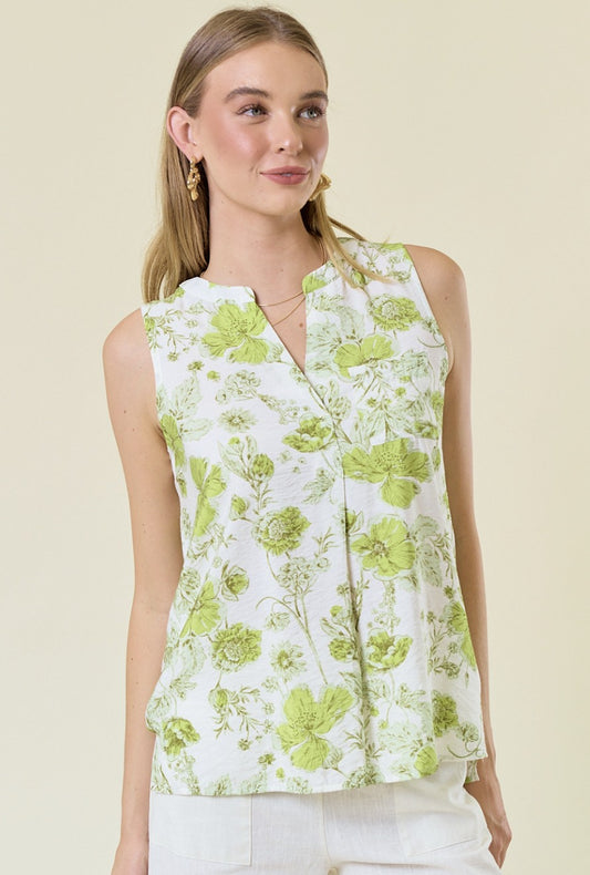 Split Neck Collar Sleeveless Shirt