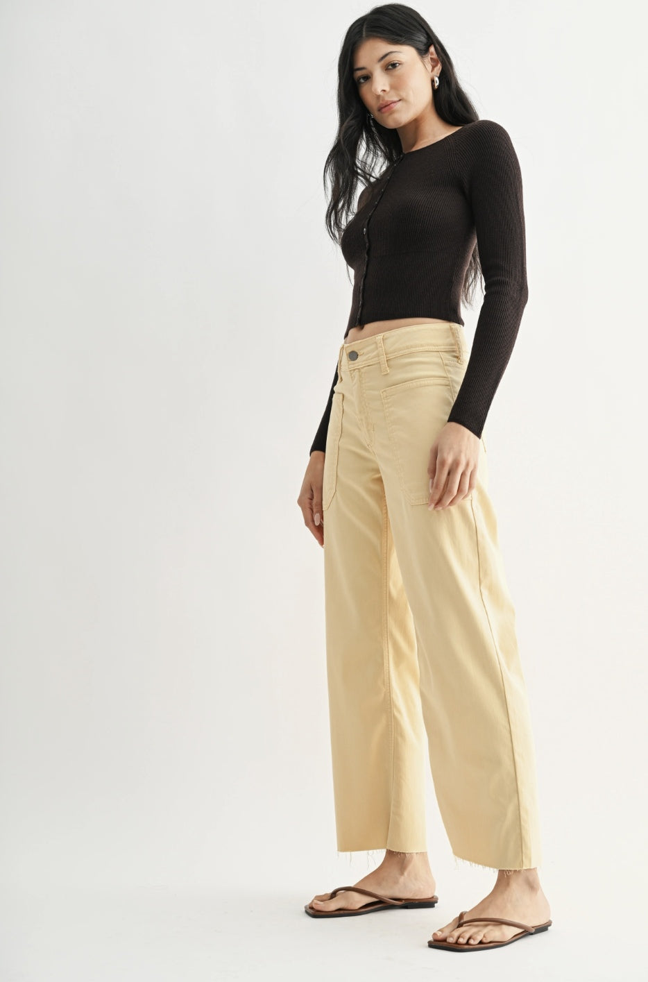 Stretch Twill Utility Wide Leg Jean