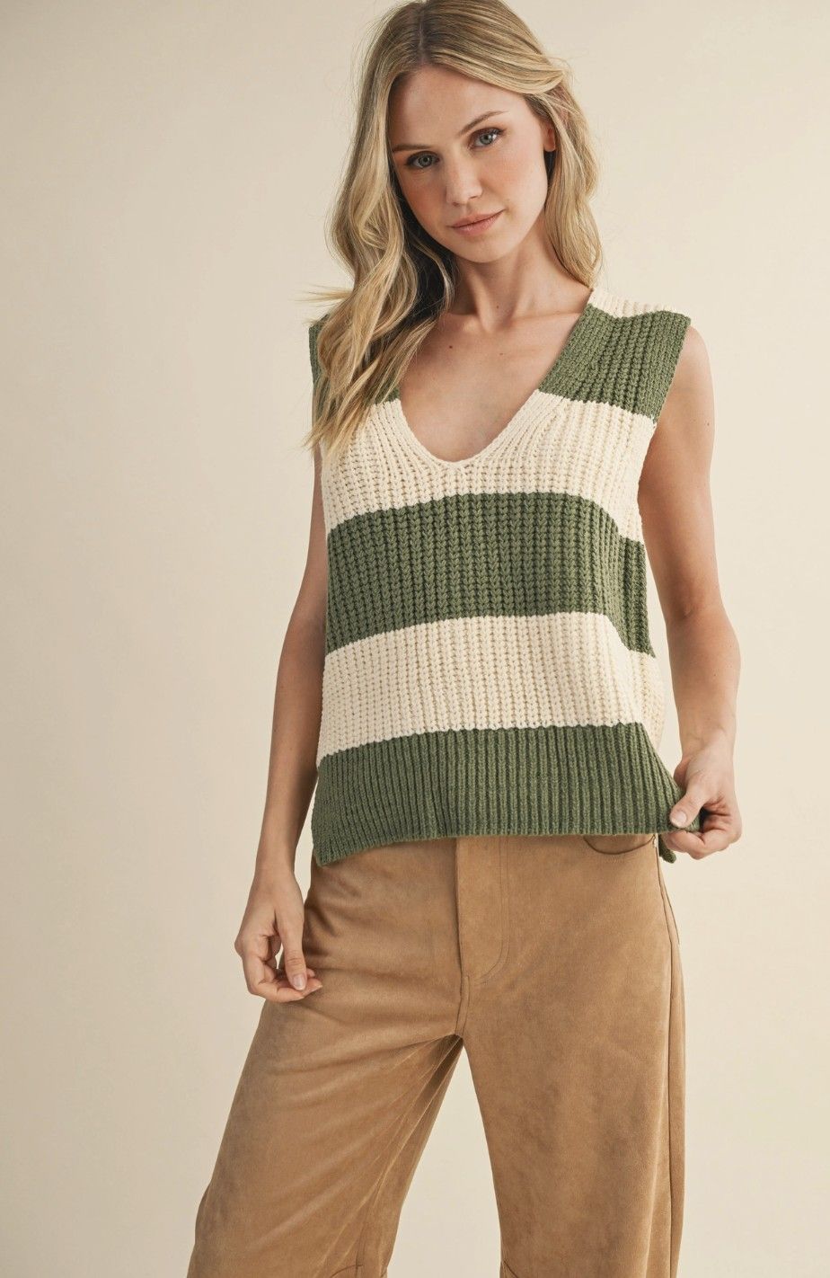 Stripe V-Neck Vest