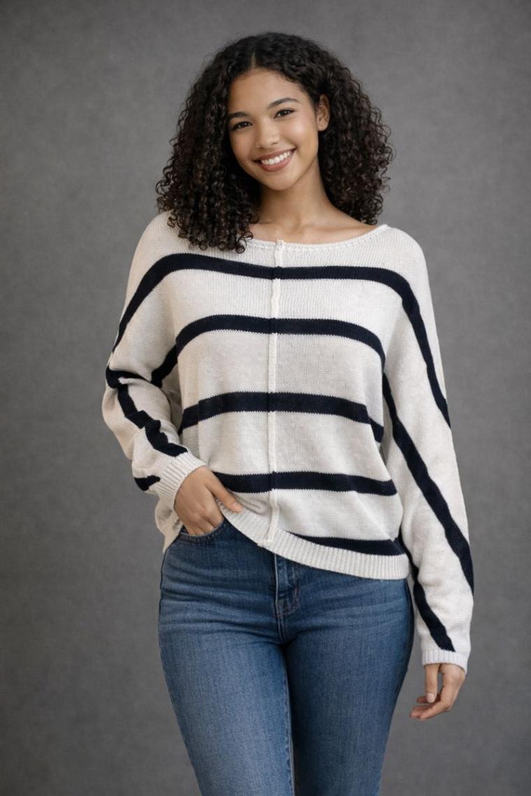 Stripe Roll Edge Sweater