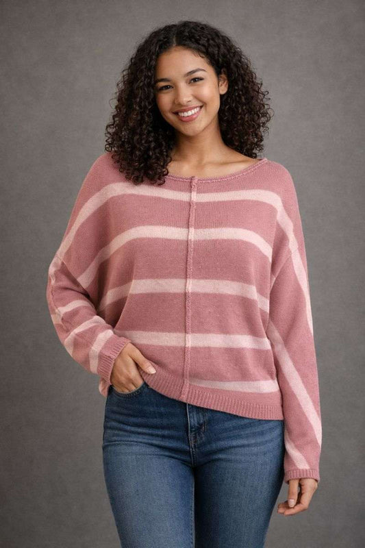Stripe Roll Edge Sweater