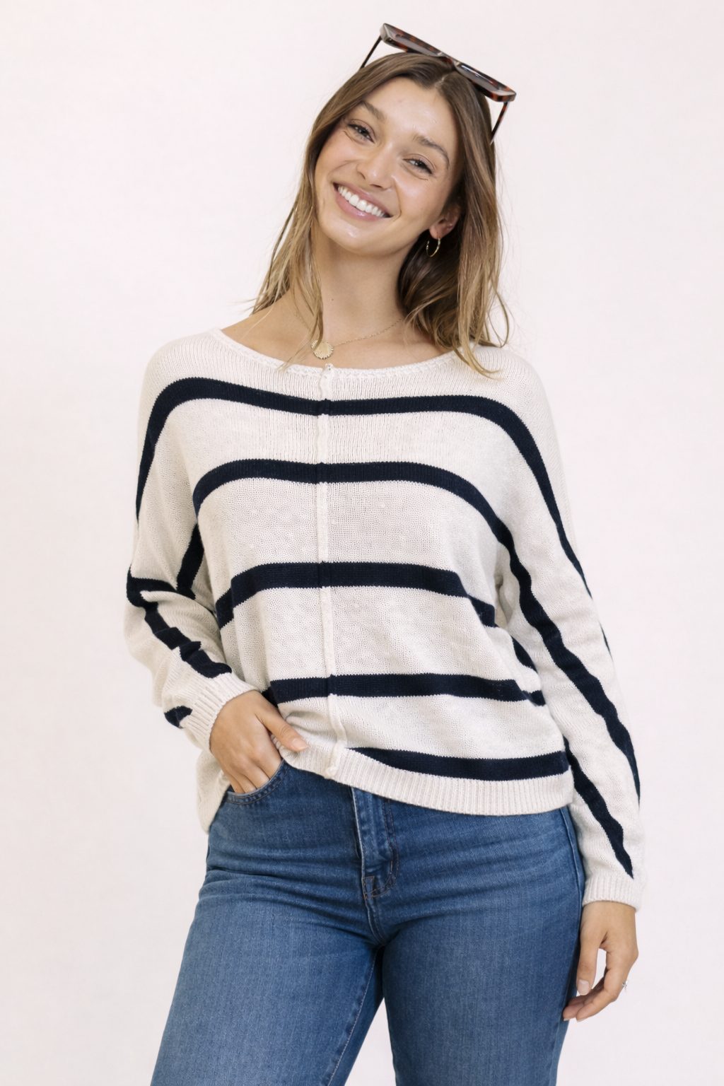 Stripe Roll Edge Sweater