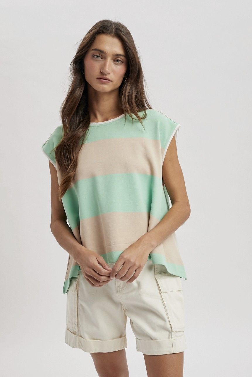 Striped Knit Flowy Muscle Tank