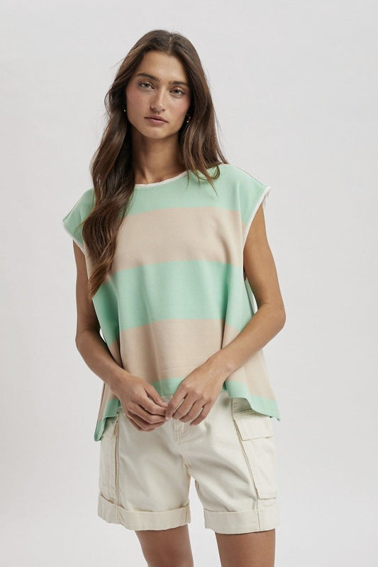 Striped Knit Flowy Muscle Tank