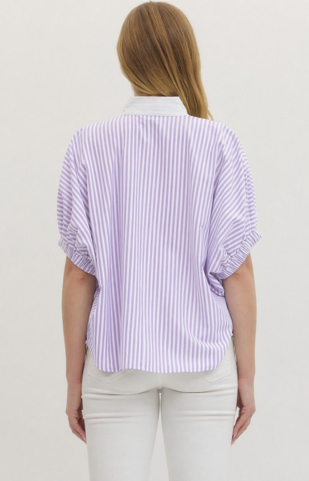 Striped Dolman Sleeve V-Neck Top