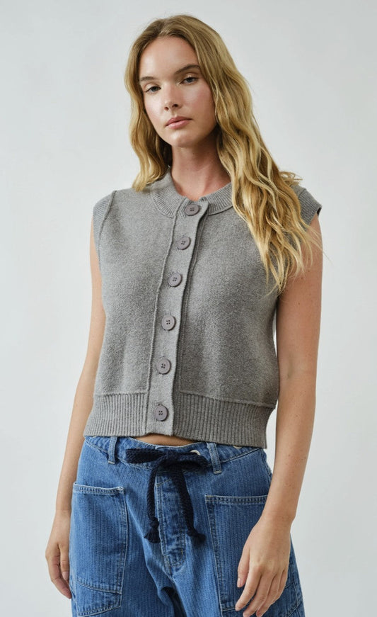 Super Soft Vest w/ Buttons Cardigan
