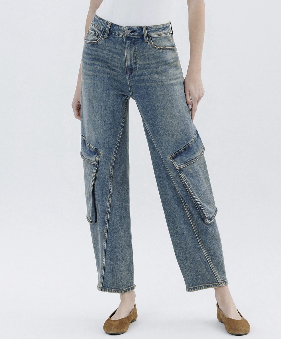 Super High Rise Cargo Barrel Jeans