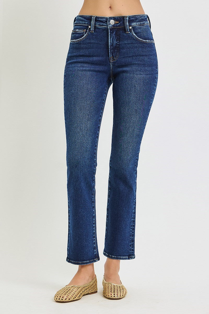 TC-Mid Rise Slim Ankle Straight Jeans