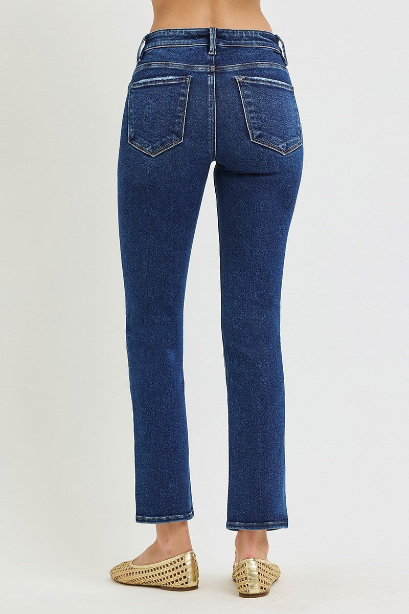 TC-Mid Rise Slim Ankle Straight Jeans