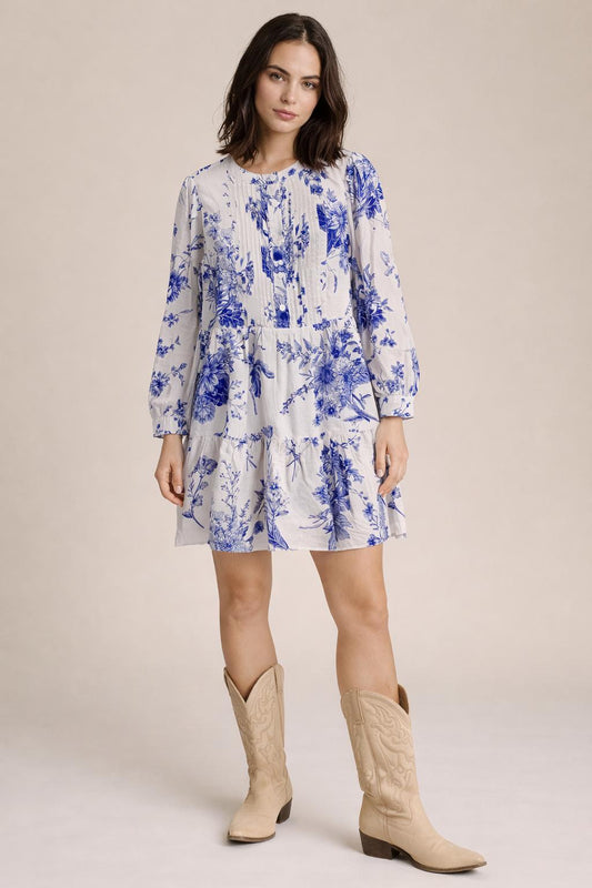 THML Long Sleeve Floral Midi Dress