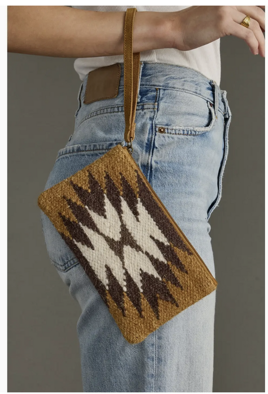 Tan, Brown and Cream Western Wristlet