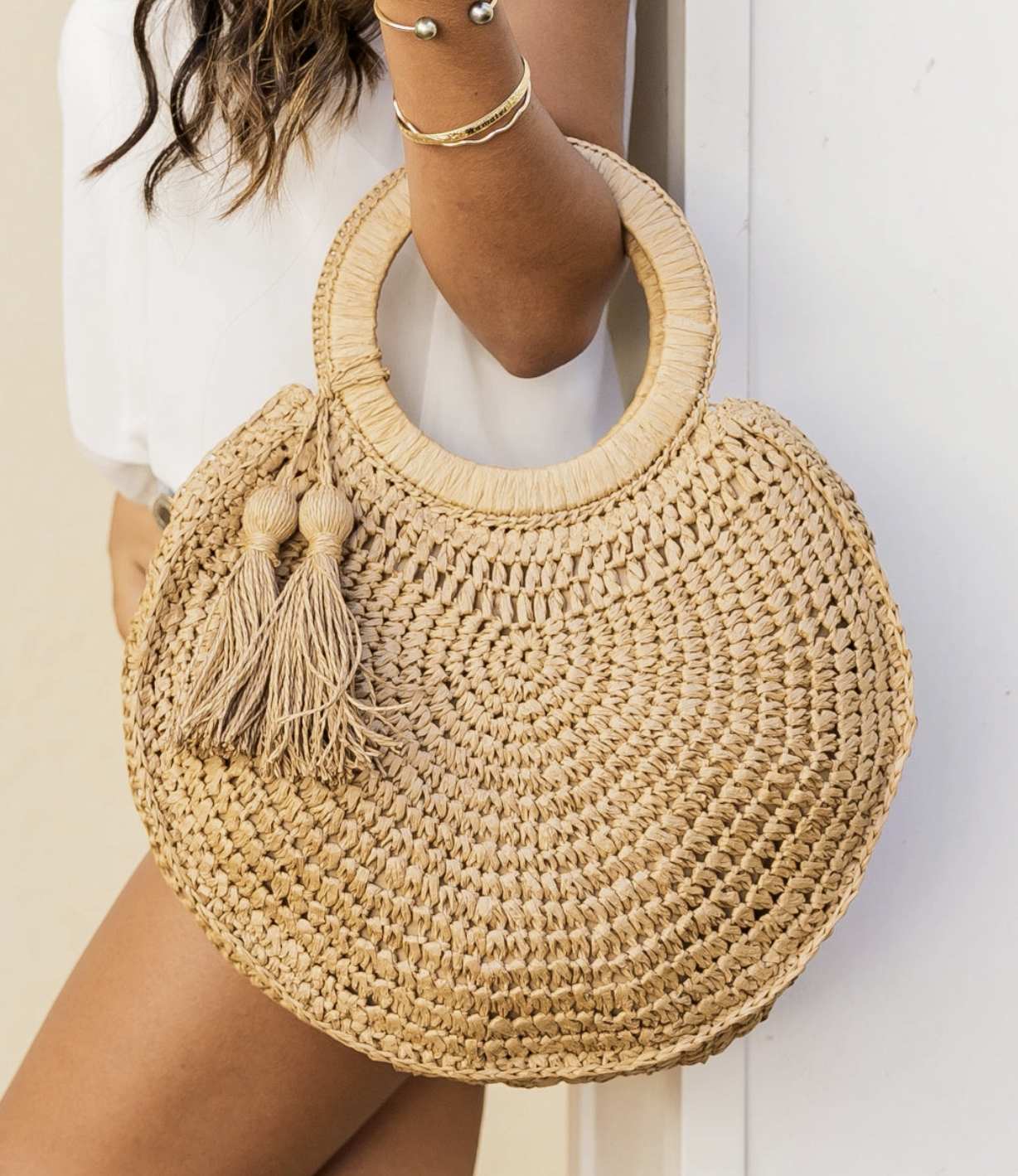 Tassel O Ring Curved Tote