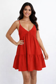Tiered Adjust Strap Bra Seam Dress