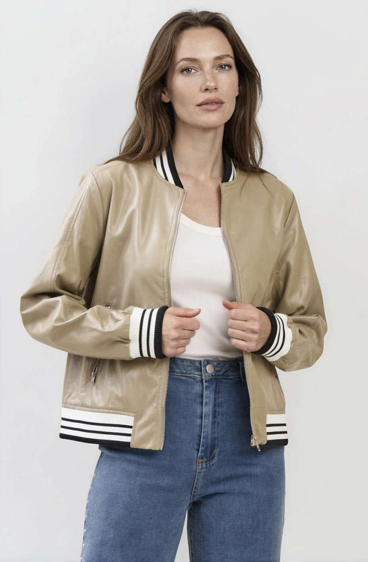 Vegan Leather Bomber Jacket