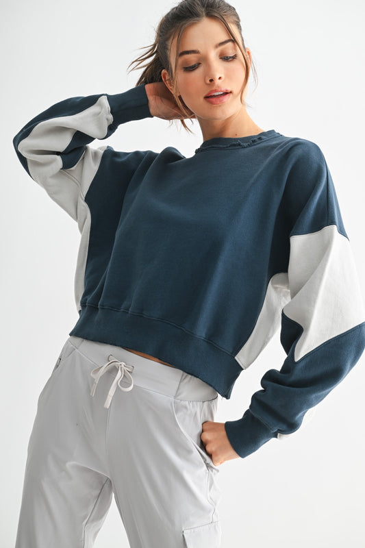 Vintage Vibes Color Block Sweatshirt
