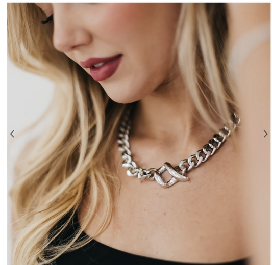 Viviana Chain Statement Necklace - Silver