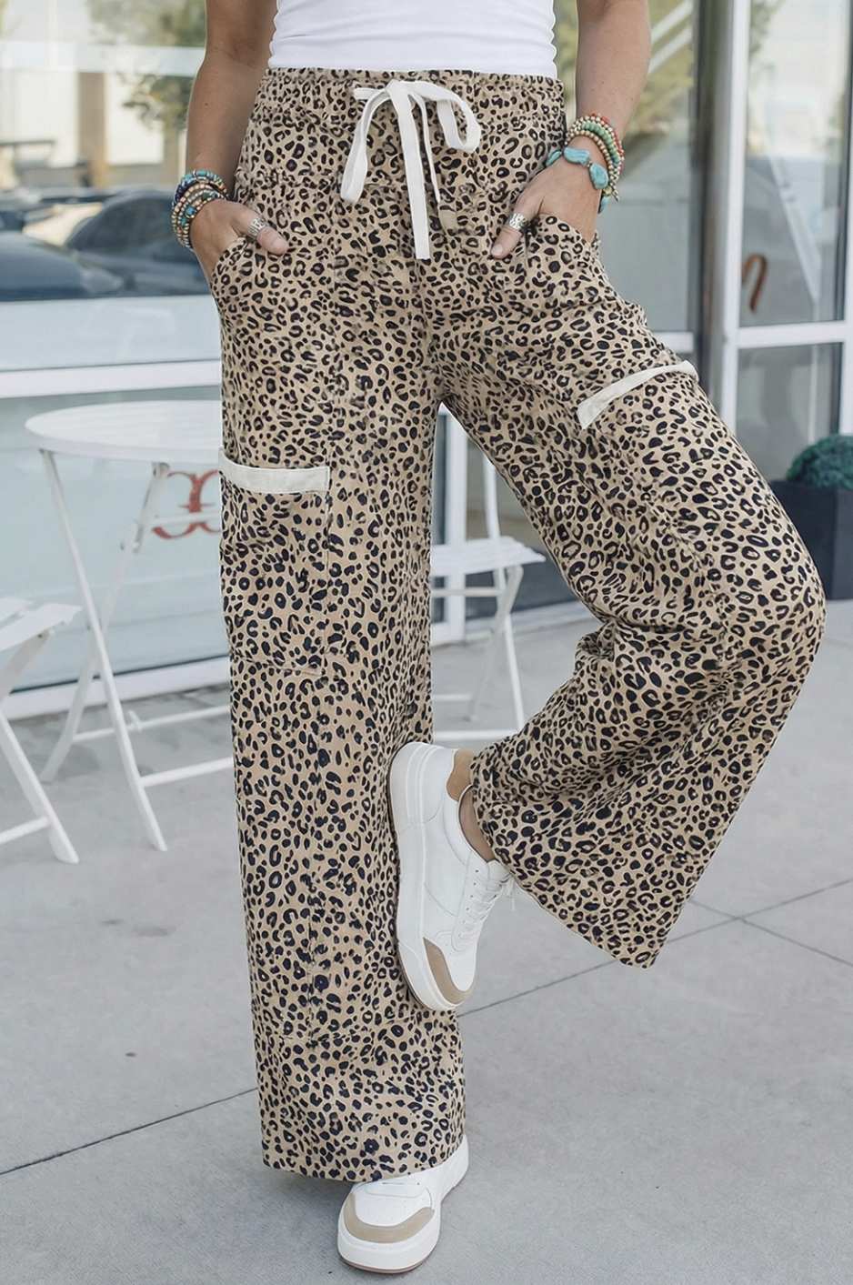 Western Wide Leg Terry Knit Pants