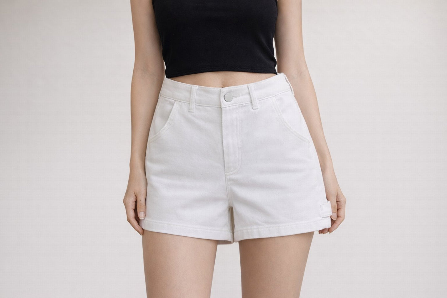 White High Rise Shorts