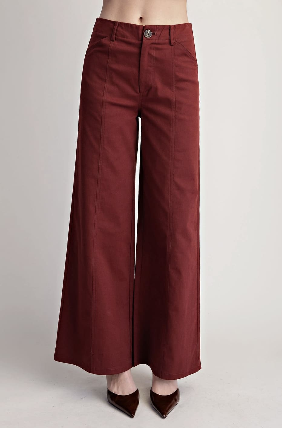 Wide Leg Seam Stitching Button Pants