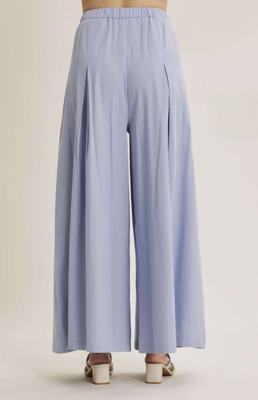 Wide Leg Cotton Pleated Flare Pants