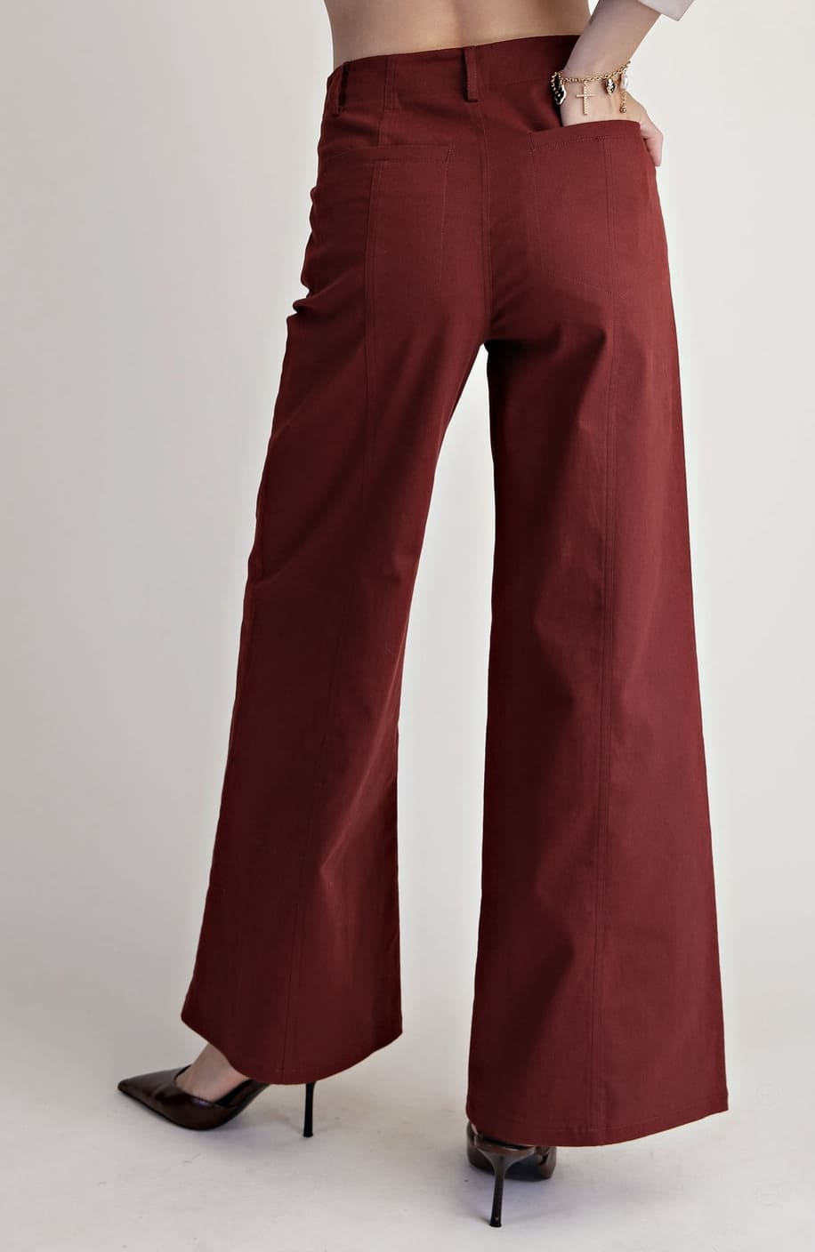 Wide Leg Seam Stitching Button Pants