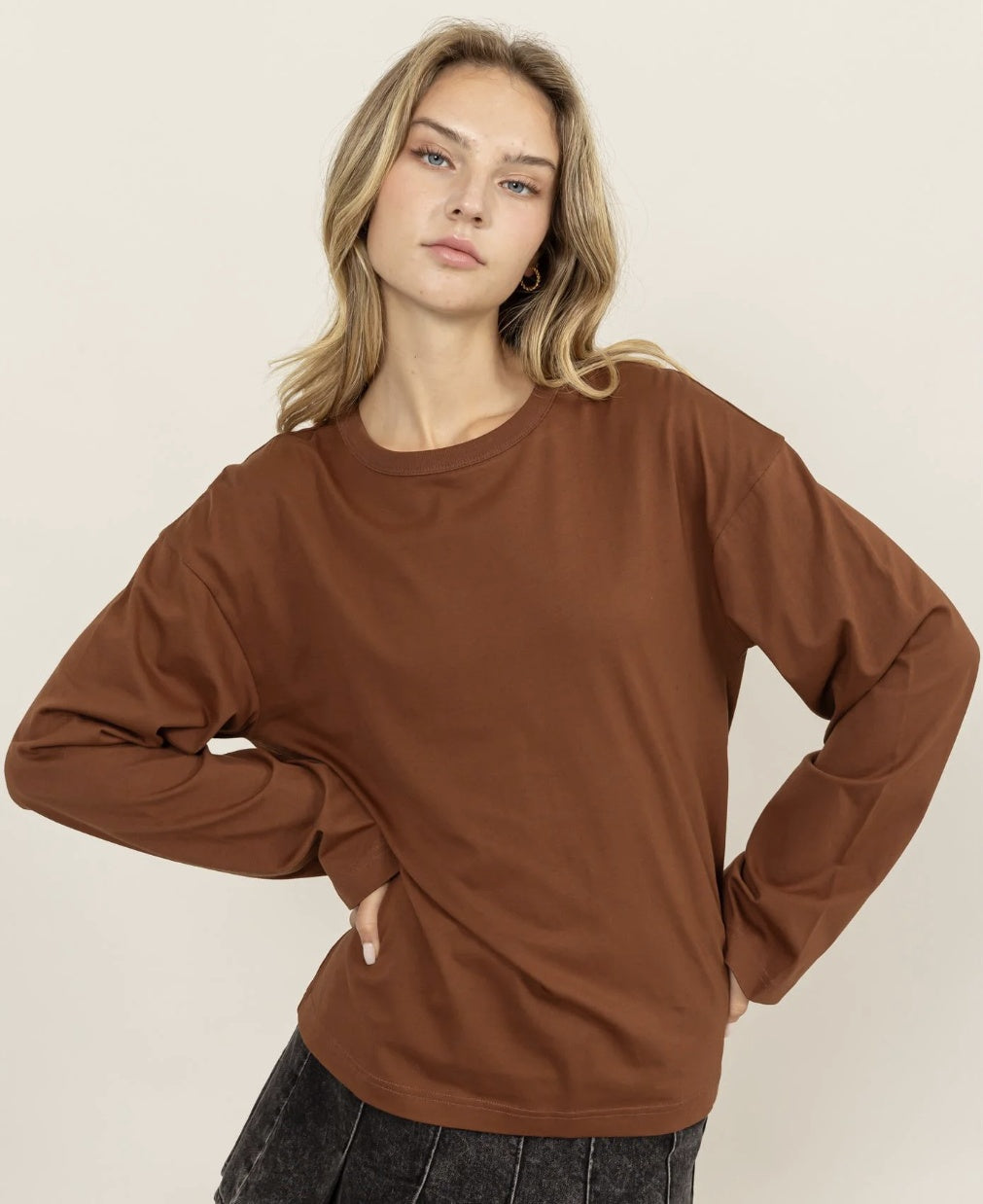 Wide Long Sleeve Round Neck Shirt
