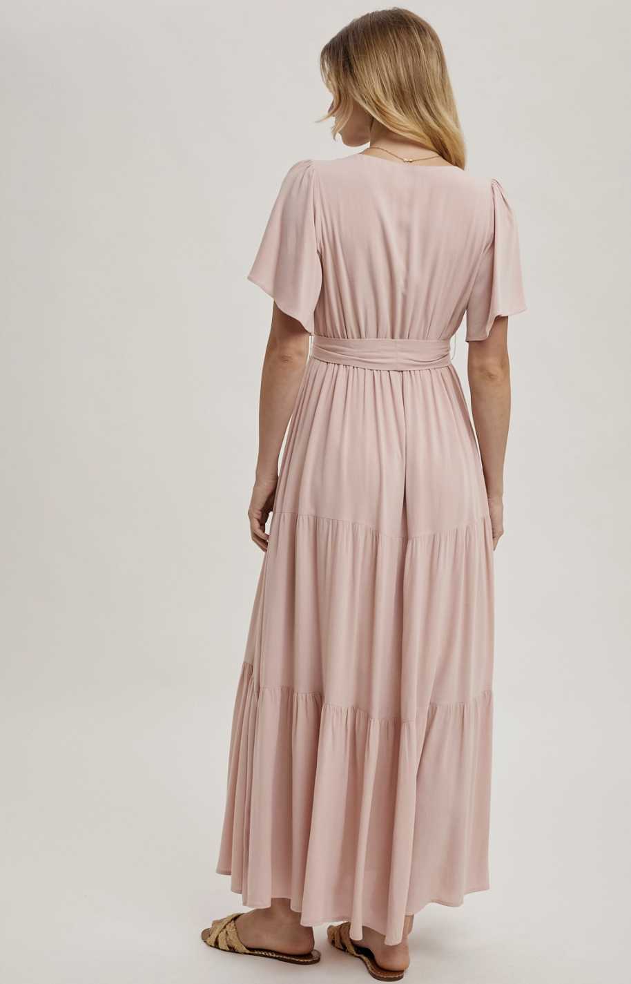 Wrap Tiered Maxi Sundress W/Lining