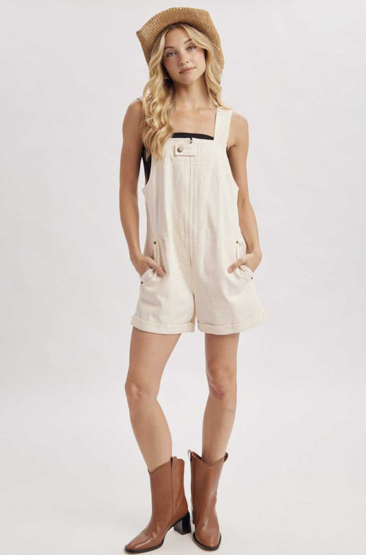 Zipper Front w/Snap Button Shortalls