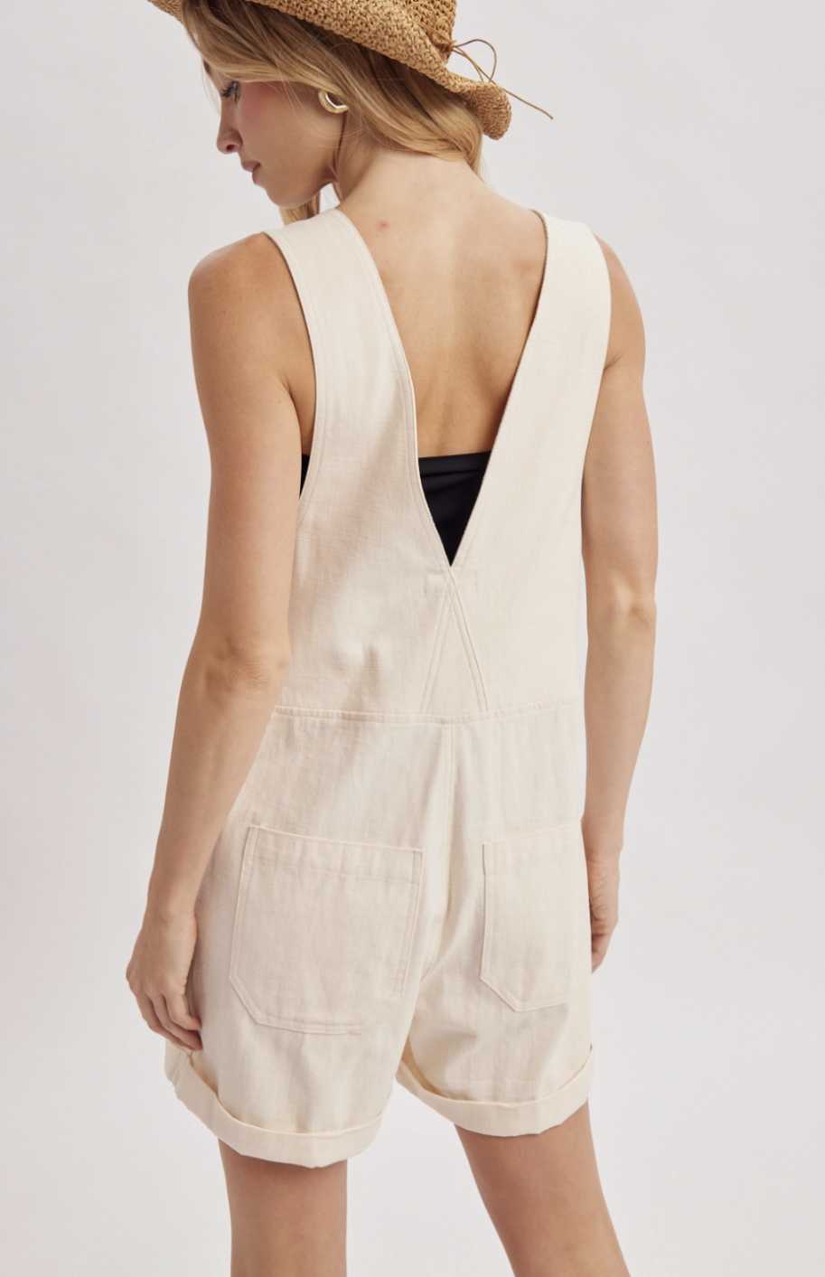 Zipper Front w/Snap Button Shortalls