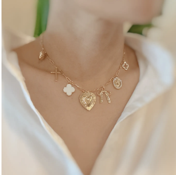 Big heart 7 charm Necklace