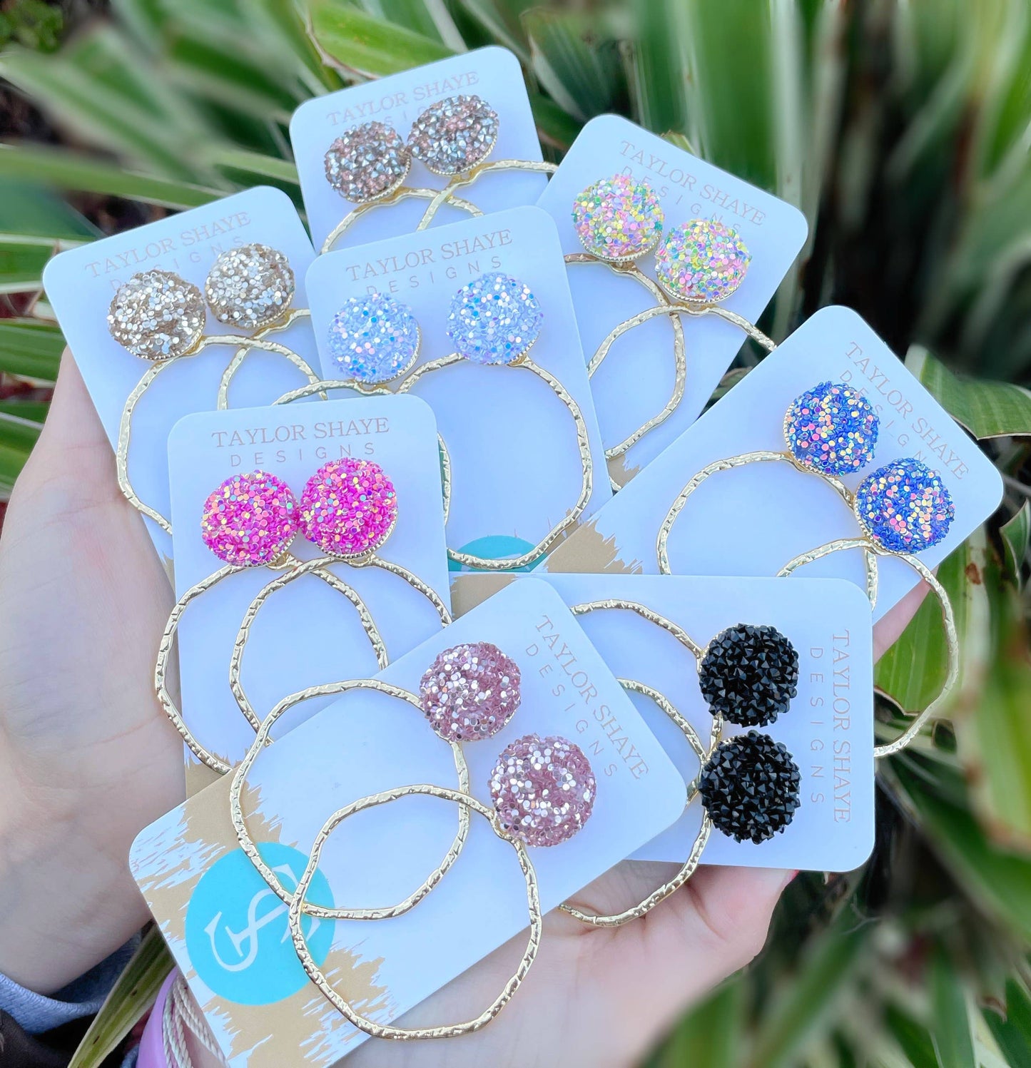 Glitter Top Hoops Earrings